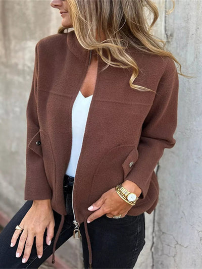 Full Size Zip - Up Long Sleeve Outerwear Plus Size - Style Chic Couture