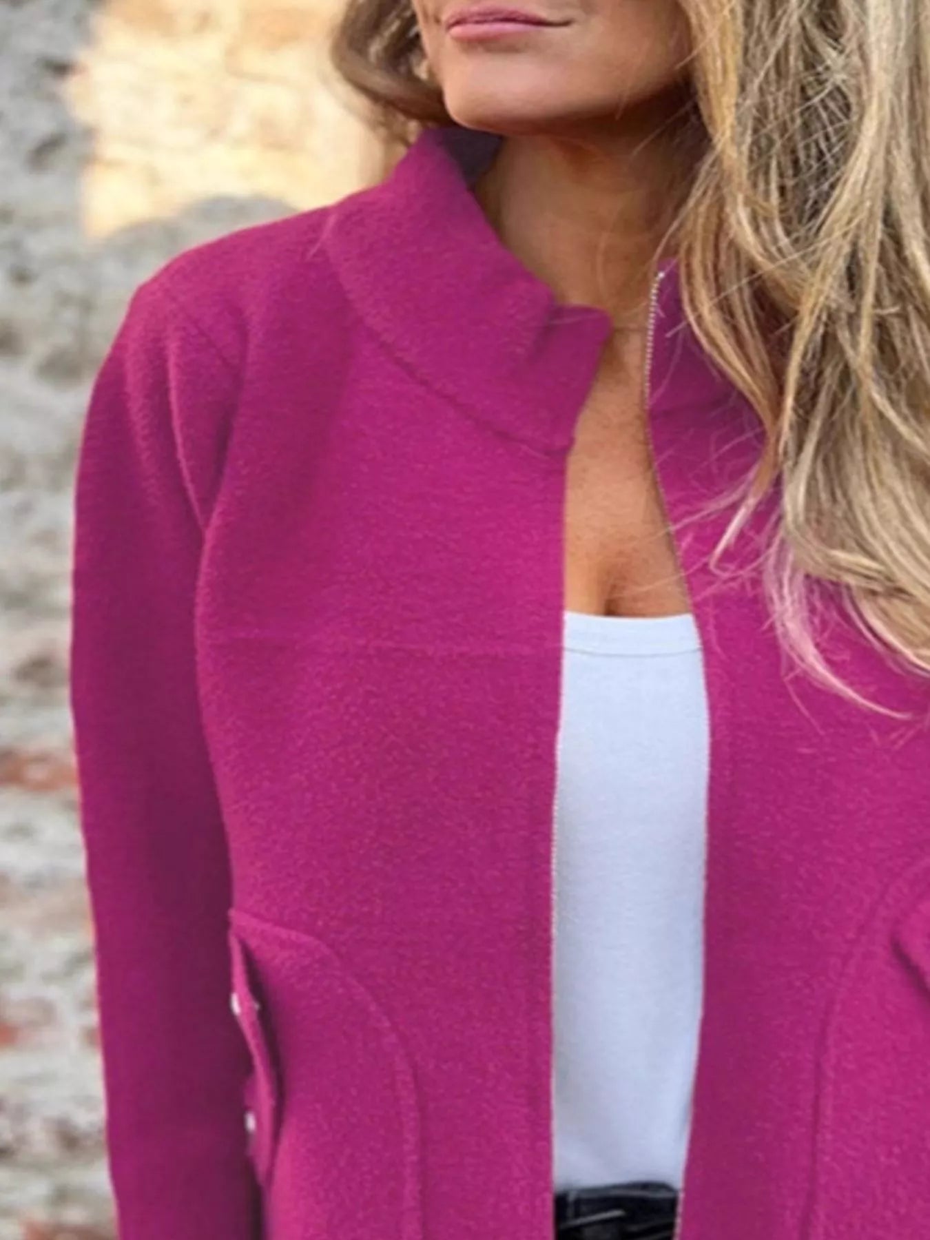 Full Size Zip - Up Long Sleeve Outerwear Plus Size - Style Chic Couture