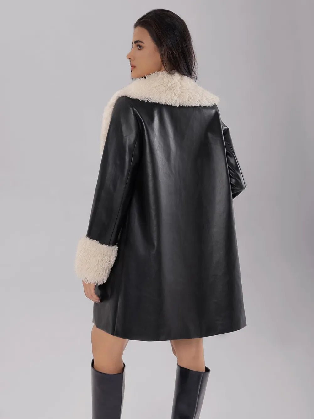 Fuzzy Long Sleeve Longline Coat - Style Chic Couture