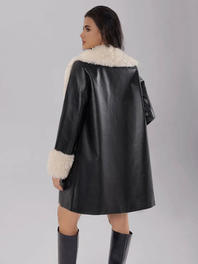 Fuzzy Long Sleeve Longline Coat - Style Chic Couture