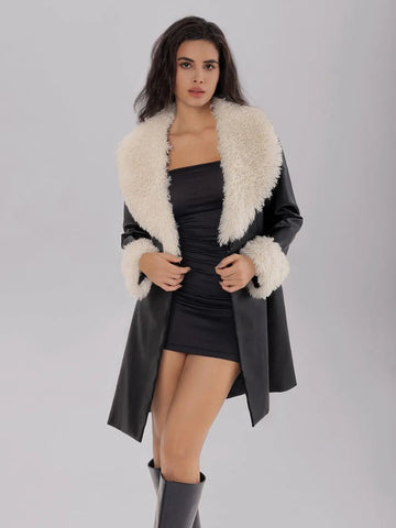 Cozy Longline Fuzzy Sleeve Coat