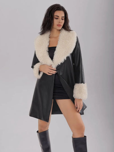 Fuzzy Long Sleeve Longline Coat - Style Chic Couture