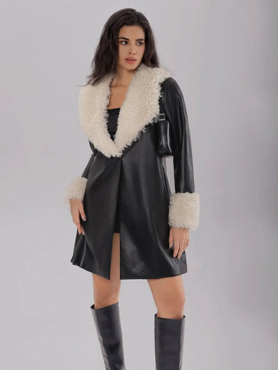 Fuzzy Long Sleeve Longline Coat - Style Chic Couture