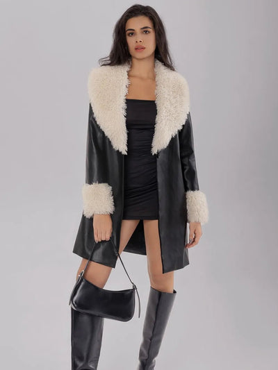Fuzzy Long Sleeve Longline Coat - Style Chic Couture