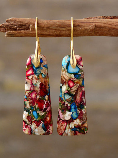 Imperial Jasper Geometric Dangle Earrings