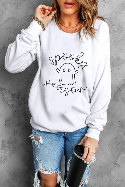 Ghost Graphic Sweatshirt with Dropped Shoulder