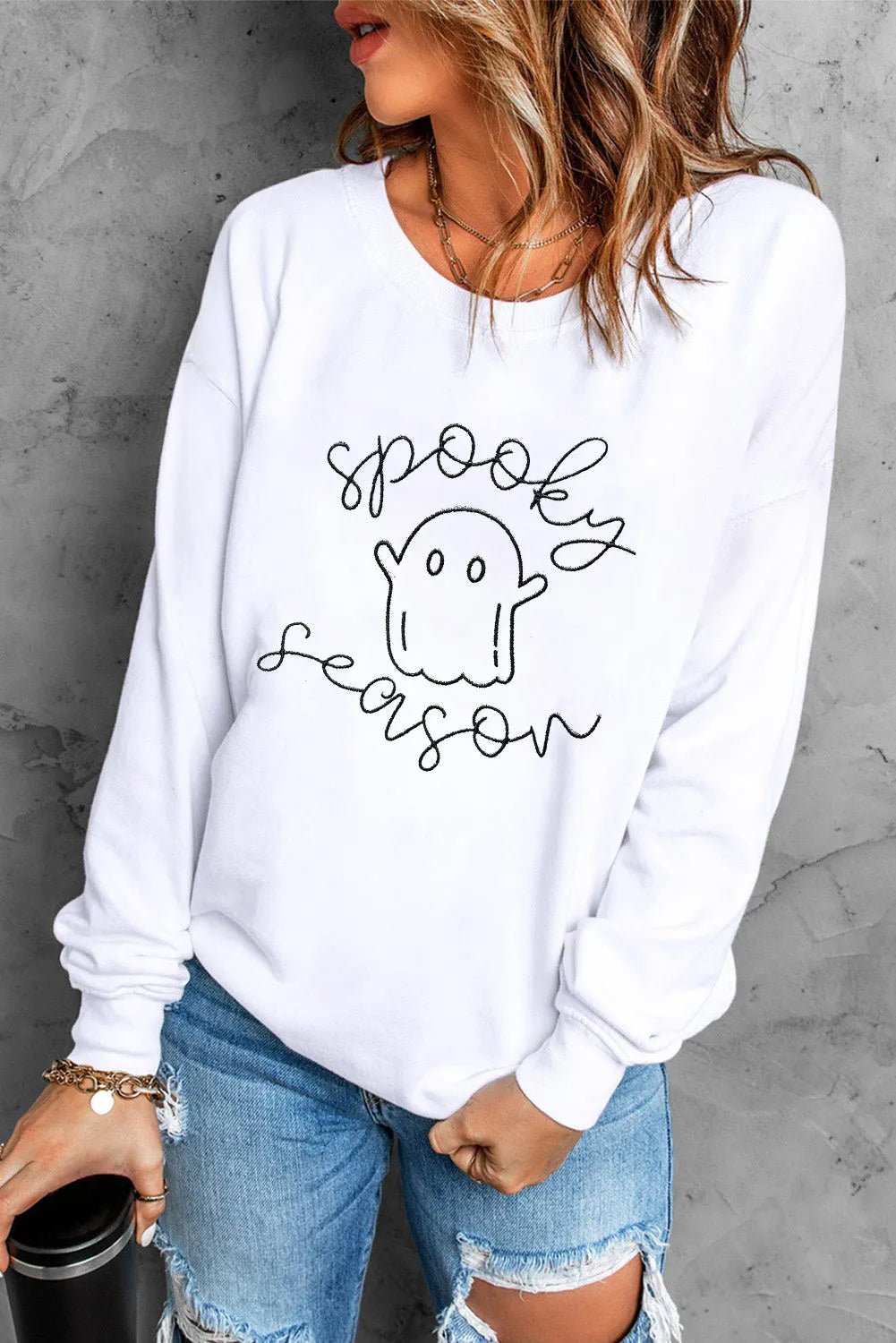 Ghost Graphic Sweatshirt with Dropped Shoulder