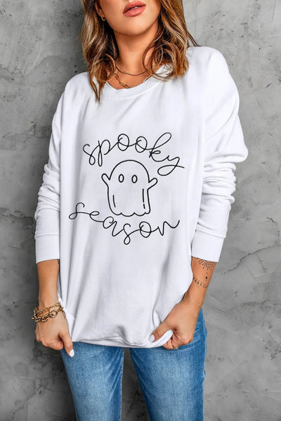 Ghost Graphic Sweatshirt with Dropped Shoulder
