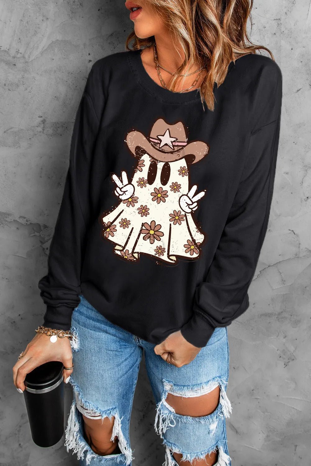 Ghost Long Sleeve Sweatshirt - Round Neck