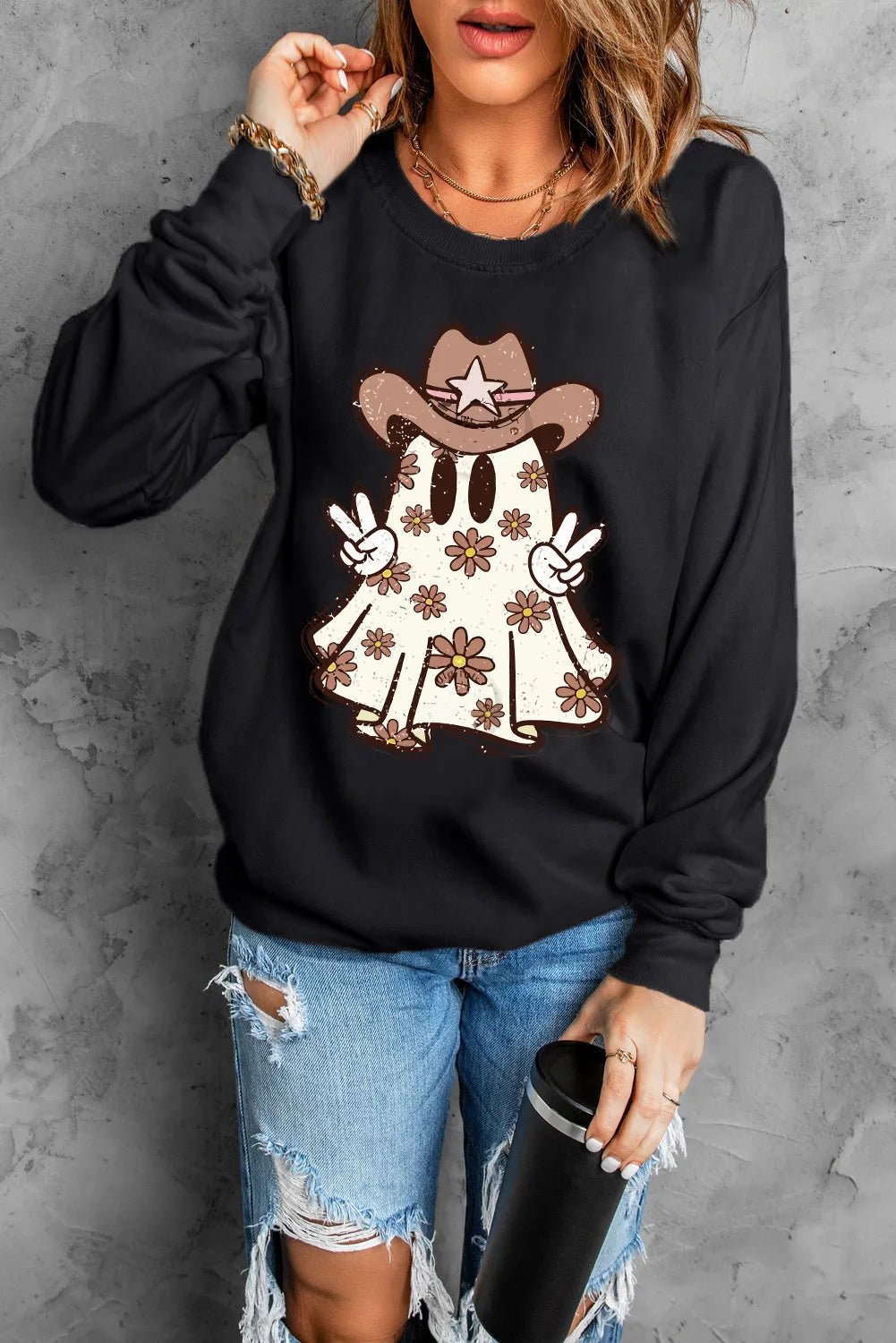 Ghost Long Sleeve Sweatshirt - Round Neck