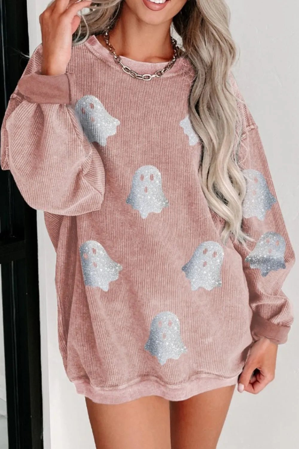 Ghost Round Neck Oversized Sweatshirt - Style Chic Couture