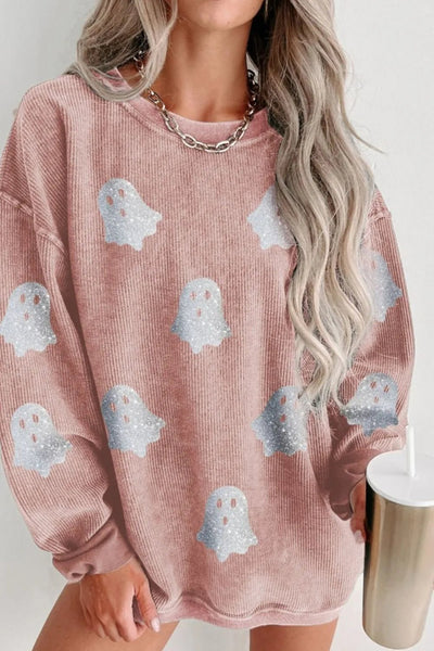 Ghost Round Neck Oversized Sweatshirt - Style Chic Couture