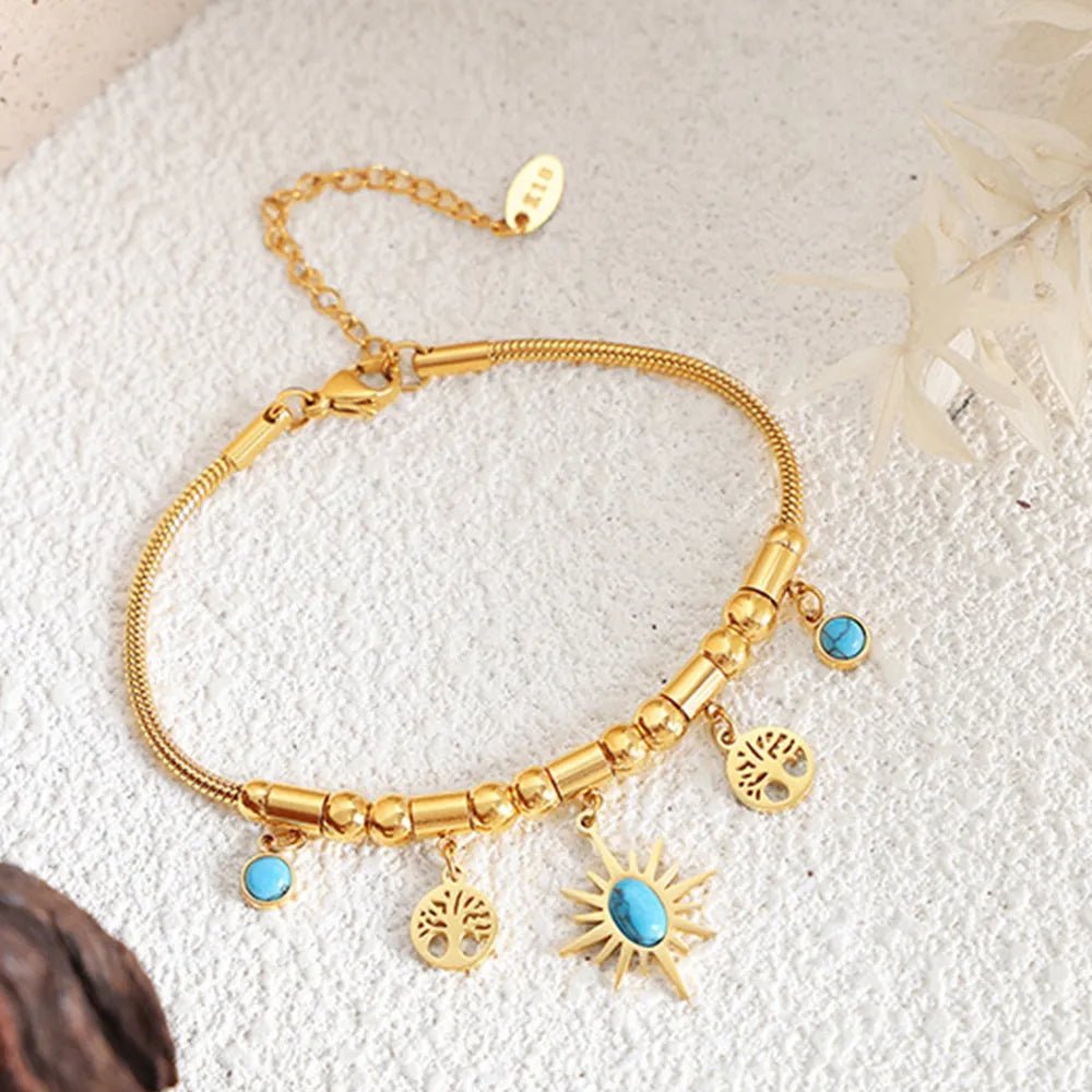 Gold - Plated Titanium Steel Charm Bracelet - Style Chic Couture