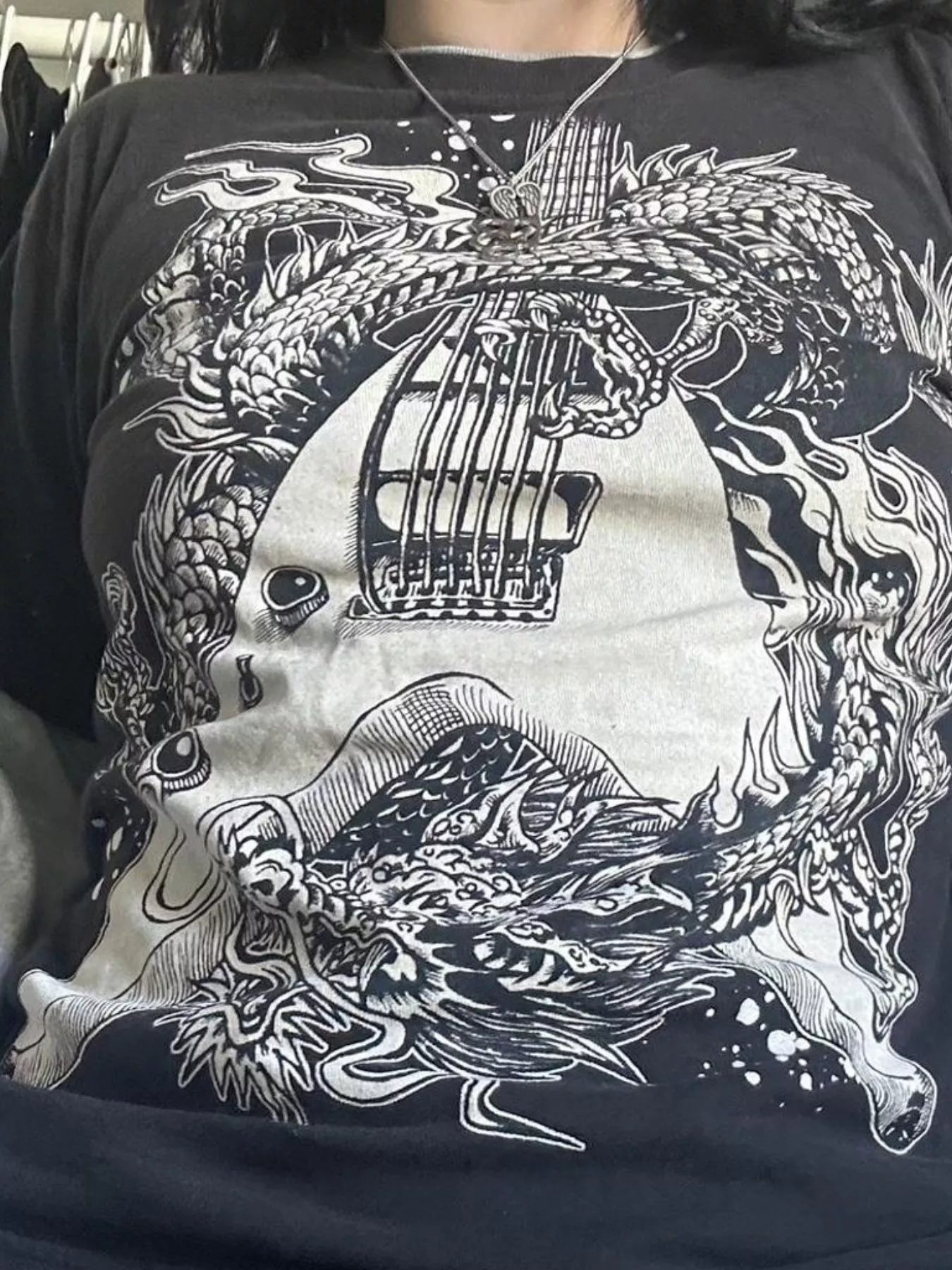 Graphic Round Neck Long Sleeve T-Shirt - Style Chic Couture