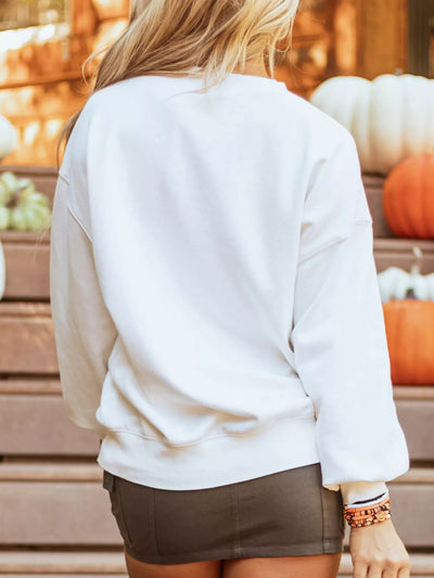 Halloween Pumpkin Patched Pattern Long Sleeve Sweatshirt