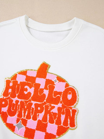 Halloween Pumpkin Patched Pattern Long Sleeve Sweatshirt