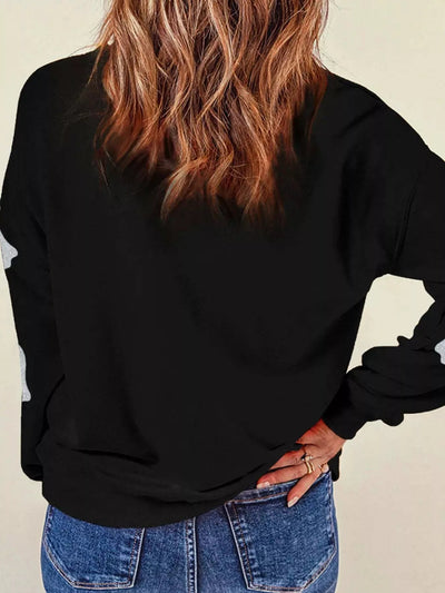 Halloween Sequin Round Neck Sweatshirt