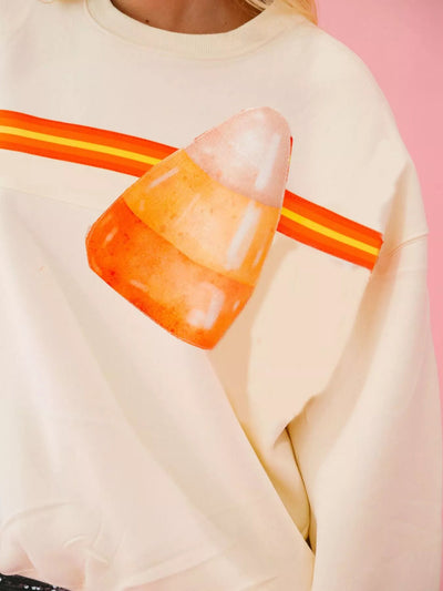 Halloween Sequin Round Neck Sweatshirt