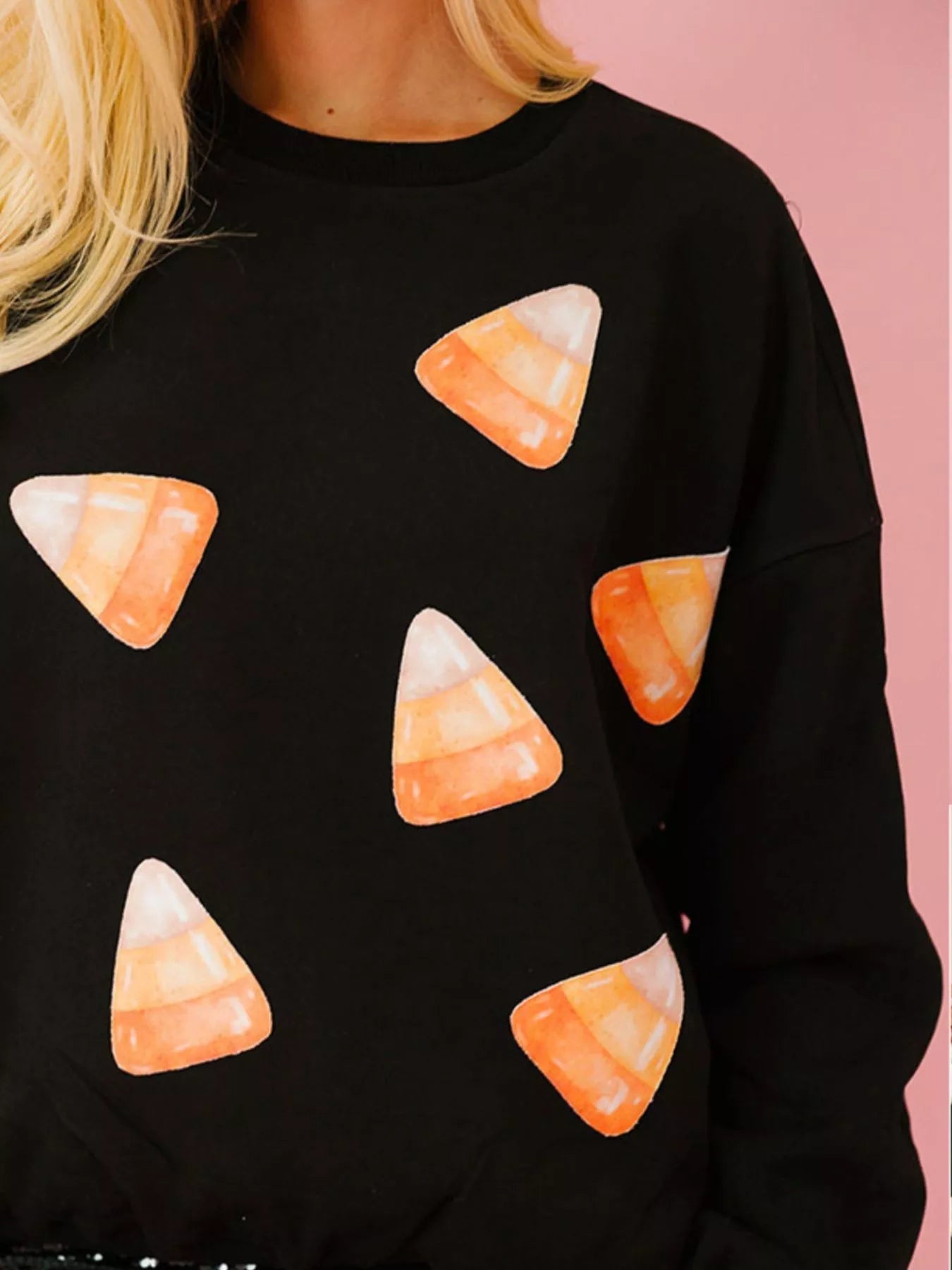 Halloween Sequin Round Neck Sweatshirt