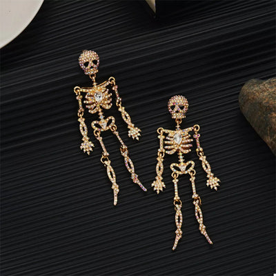 Zircon Skeleton Earrings for Halloween