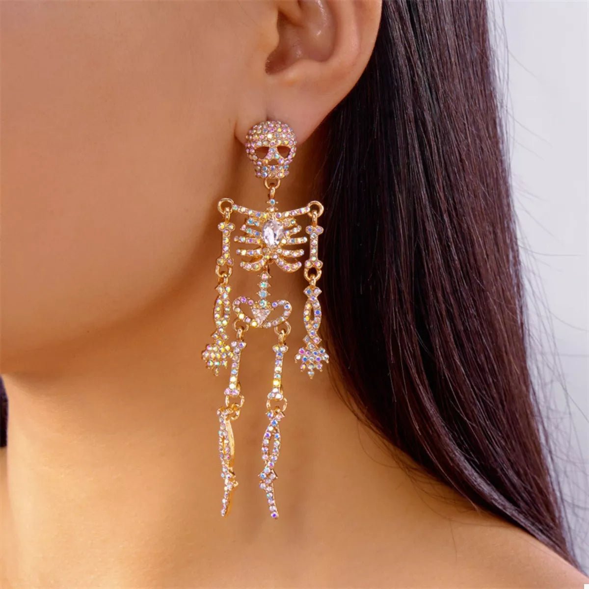 Zircon Skeleton Earrings for Halloween