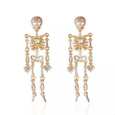 Zircon Skeleton Earrings for Halloween