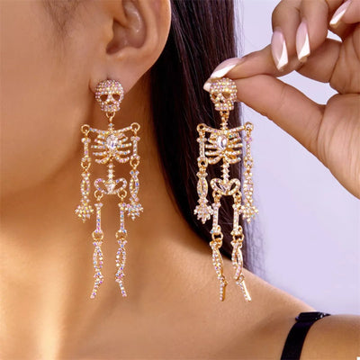 Zircon Skeleton Earrings for Halloween