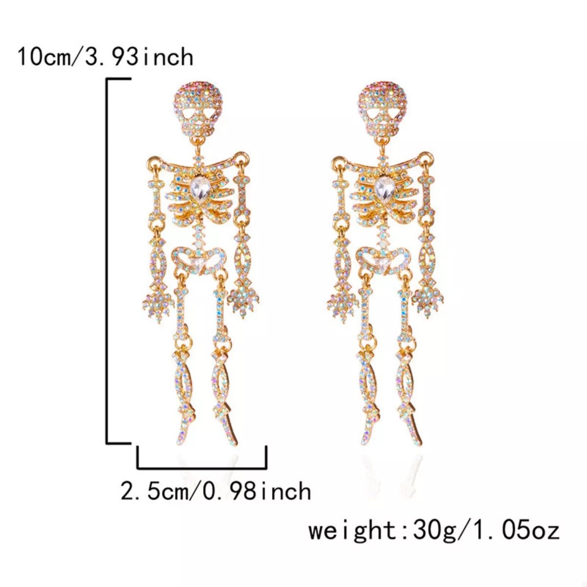 Zircon Skeleton Earrings for Halloween