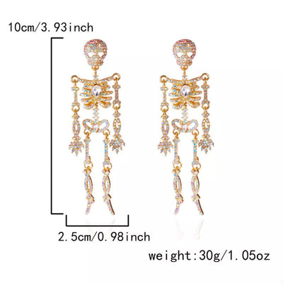Zircon Skeleton Earrings for Halloween