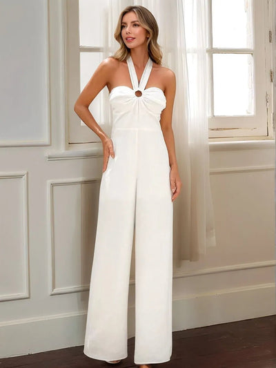 Halter Neck Wide Leg Jumpsuit - Style Chic Couture