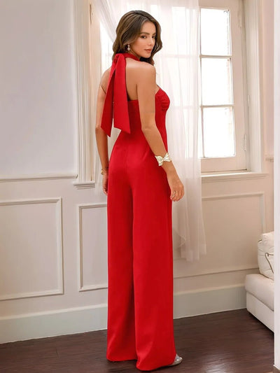 Halter Neck Wide Leg Jumpsuit - Style Chic Couture