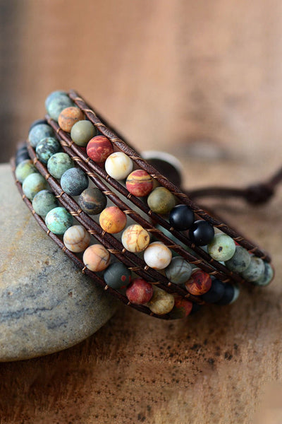 Handmade Triple Layer Beaded Agate Bracelet - Style Chic Couture