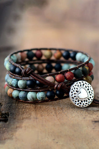 Triple Layer Agate Bead Bracelet - Handmade