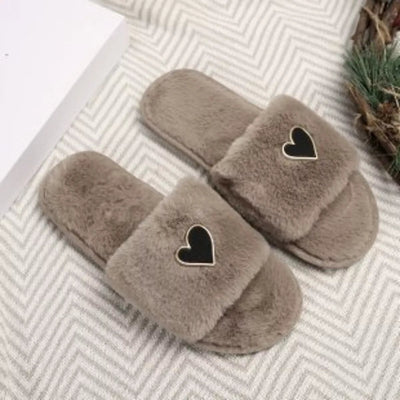 Heart Open Toe Flats Slippers - Style Chic Couture