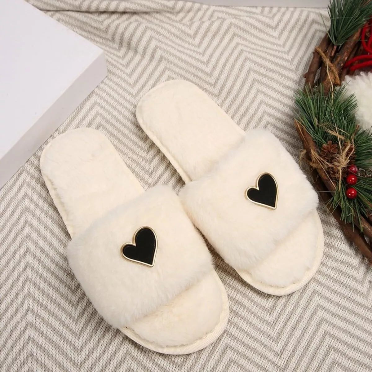 Heart Open Toe Flats Slippers - Style Chic Couture
