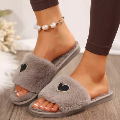 Heart Open Toe Flats Slippers - Style Chic Couture
