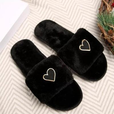 Heart Open Toe Flats Slippers - Style Chic Couture