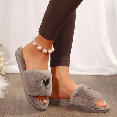 Heart Open Toe Flats Slippers - Style Chic Couture