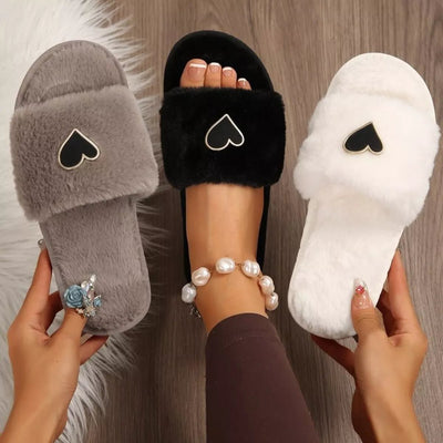 Heart Open Toe Flats Slippers - Style Chic Couture