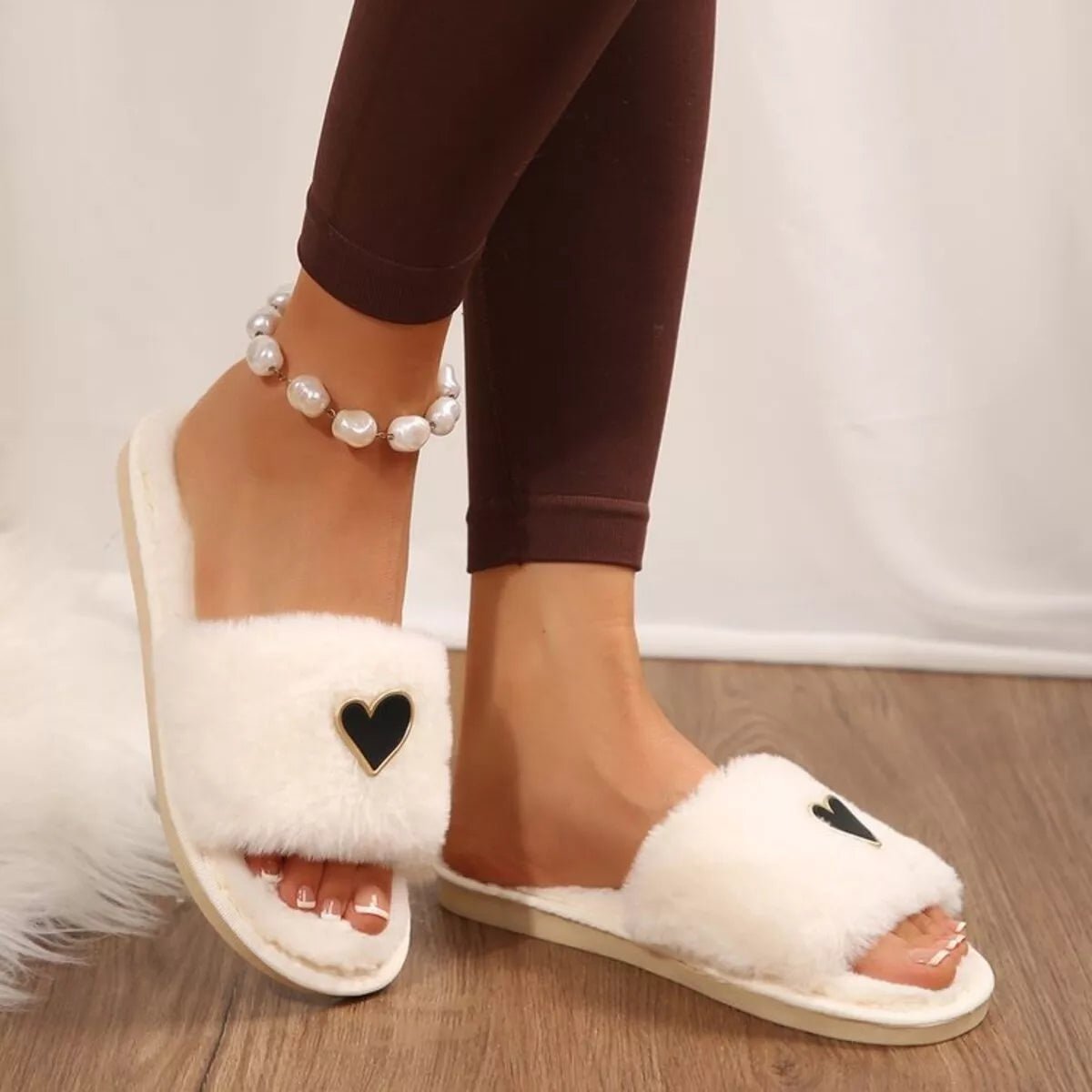 Heart Open Toe Flats Slippers - Style Chic Couture