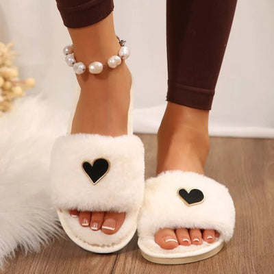 Heart Open Toe Flats Slippers - Style Chic Couture