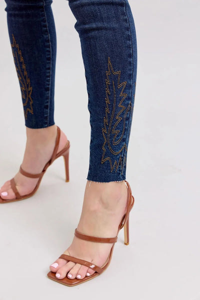 Judy Blue Full Size Embroidered High Rise Skinny Jeans Plus Size - Style Chic Couture