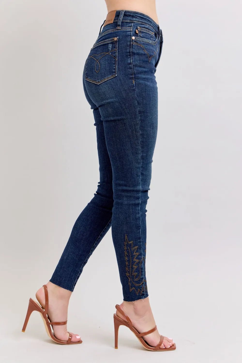Judy Blue Full Size Embroidered High Rise Skinny Jeans Plus Size - Style Chic Couture