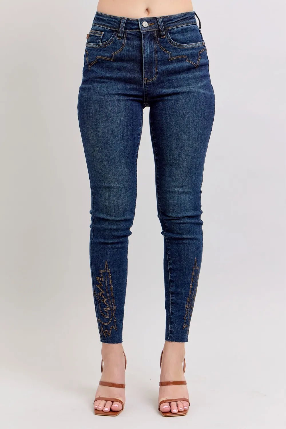 Judy Blue Full Size Embroidered High Rise Skinny Jeans Plus Size - Style Chic Couture