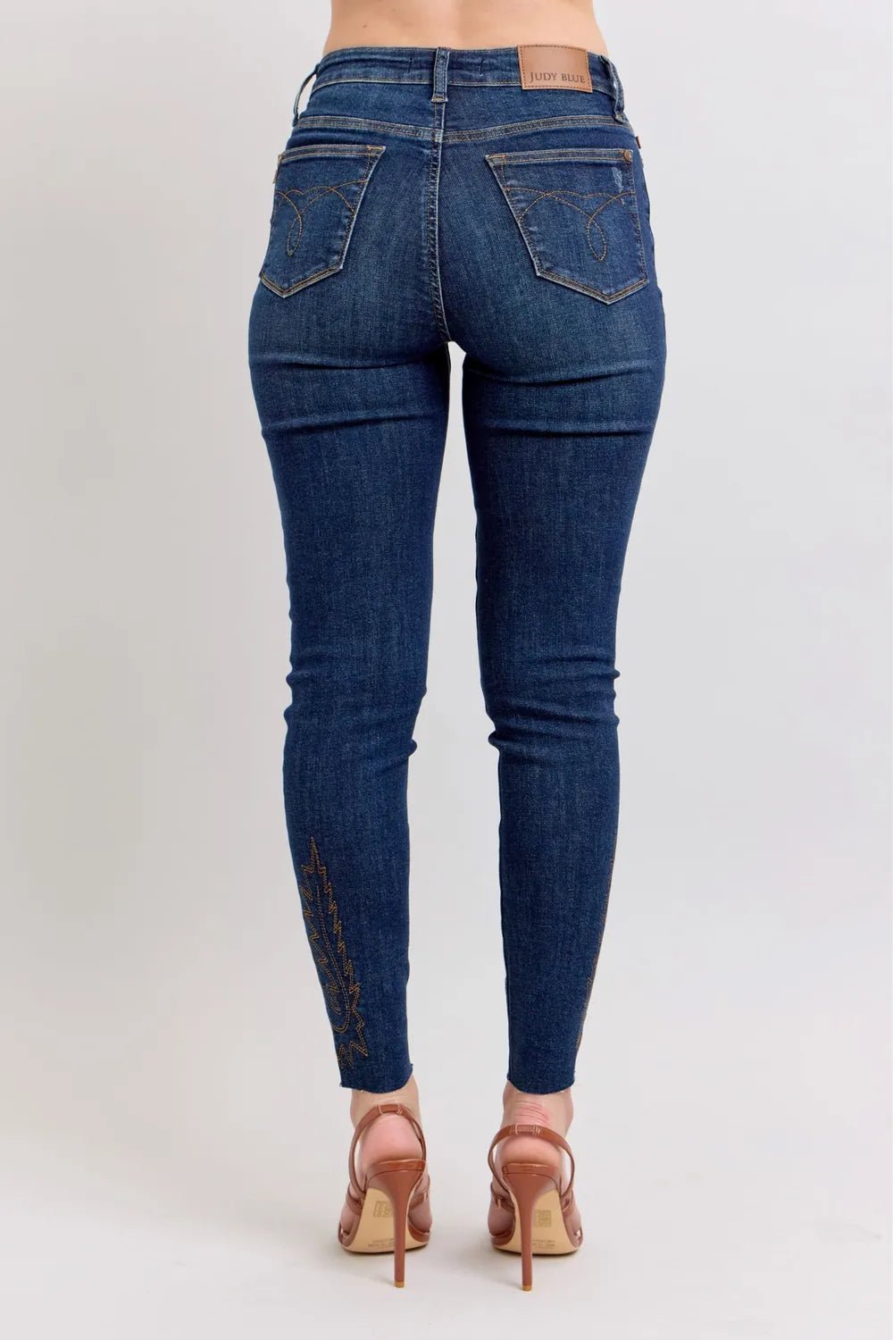 Judy Blue Full Size Embroidered High Rise Skinny Jeans Plus Size - Style Chic Couture