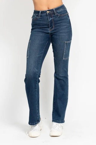 Judy Blue Full Size High Waist Cargo Bootcut Jeans Plus Size