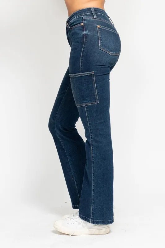 Judy Blue Full Size High Waist Cargo Bootcut Jeans Plus Size - Style Chic Couture