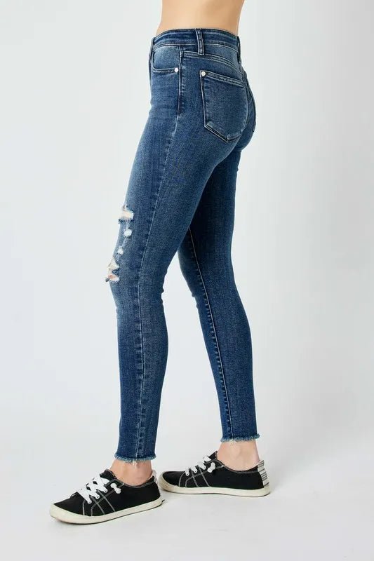 Judy Blue Full Size High Waist Distressed Skinny Jeans - Style Chic Couture