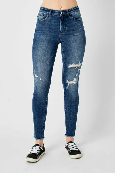 Judy Blue Full Size High Waist Distressed Skinny Jeans - Style Chic Couture