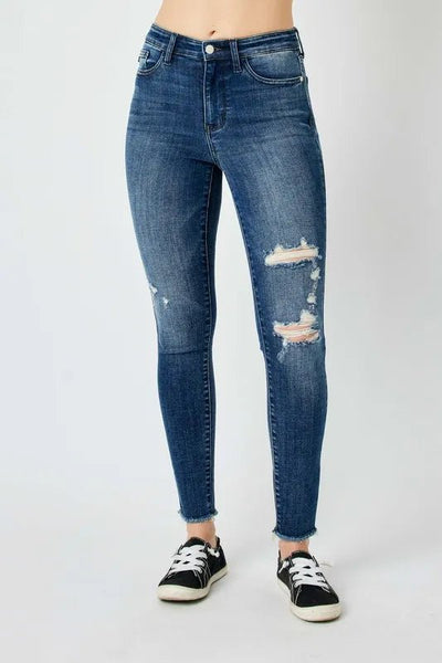 Judy Blue Full Size High Waist Distressed Skinny Jeans - Style Chic Couture